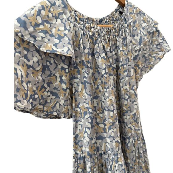 Mirth Vienna Silk Blend Belted Ruffled Floral Print Maxi Dress Green Size XS - Picture 7 of 13